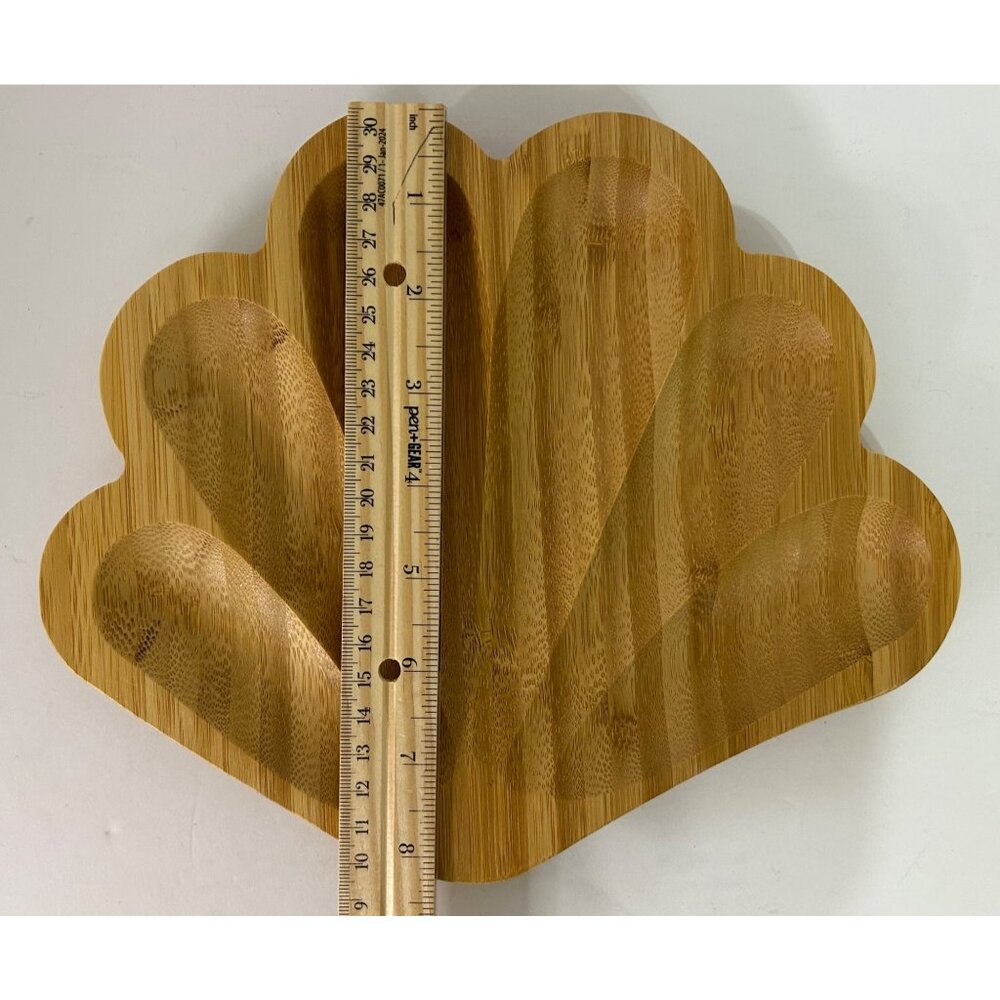 Beachly Bamboo Bombshell Shell Tray Charcuterie Trinket Dish Beach Ocean Party - Picture 8 of 9
